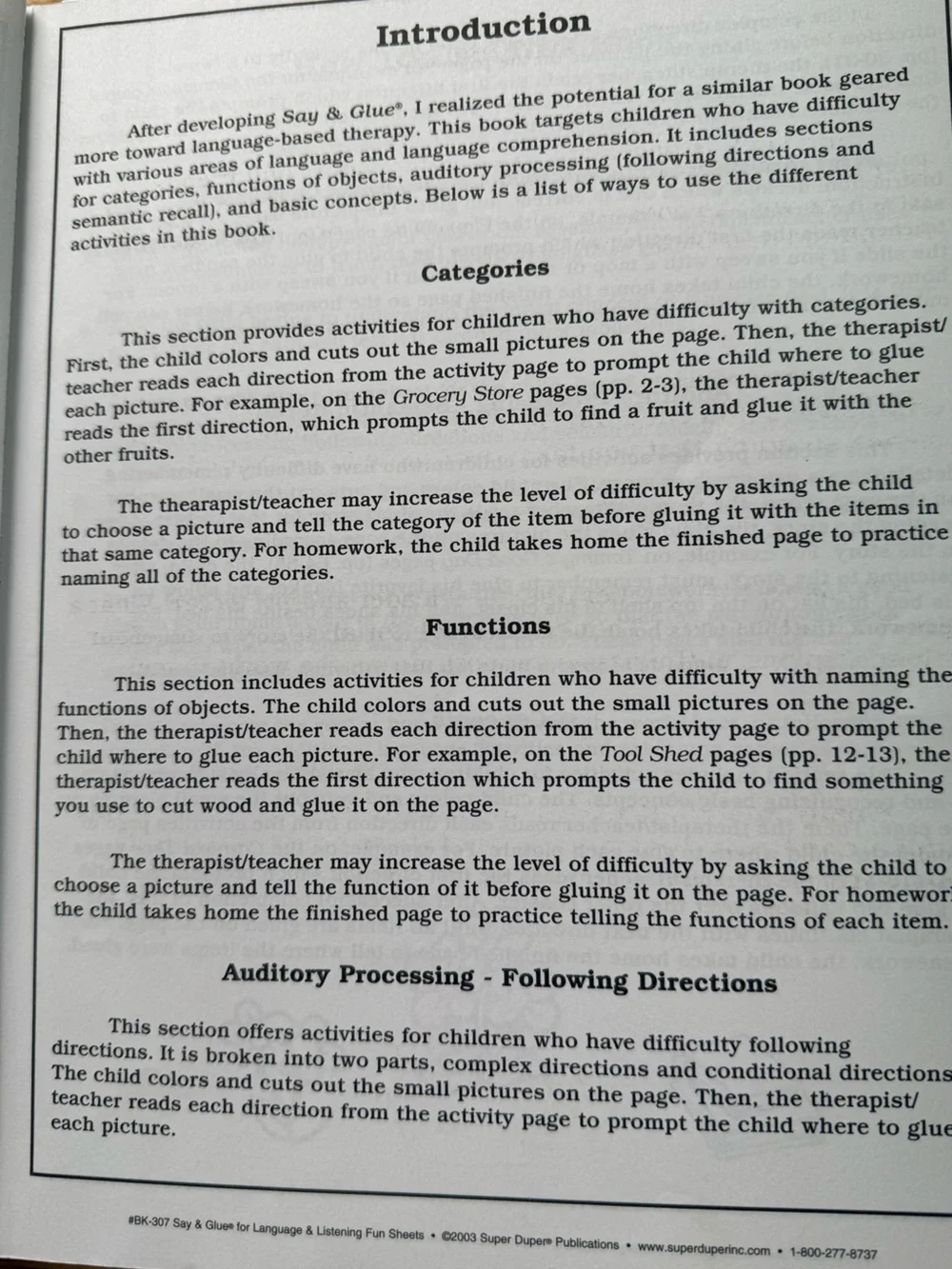 Say and Glue for Language and Listening Super Duper Publications Speech Therapy